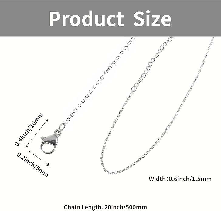 30 Pack Necklace Chains Bulk, Silver Chain Necklace, 1.5mm Stainless Steel Necklace Chains for Jewelry Making