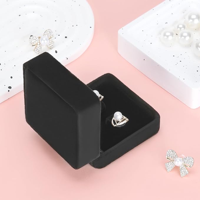 2 Pieces Classic Velvet Jewelry Earring Gift Box for Stud Earrings Necklace Pendant, Jewellry Earring Storage Display Case for Wedding Engagement Birthday Anniversary