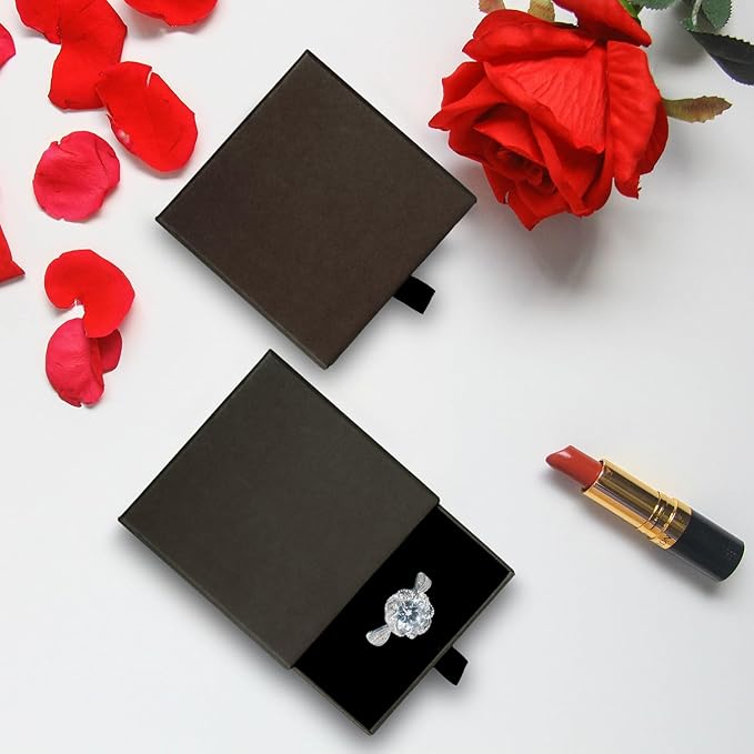 Coobbar Luxury Velvet-Lined Jewelry Gift Box 12-Pack, Compact Drawer Style Organizer for Earrings & Rings, Elegant Bracelet Display Box, Small Jewelry Storage Box, 3.5x3.5x1.26 Inches (Coffee)