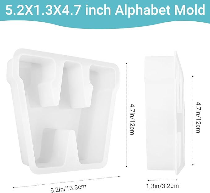 Gartful Resin Letter Molds for Casting, W Capital Alphabet Resin Silicone Molds for Epoxy, Thick 3D Silicone Letter Molds for Making Letters, Word Sign Art, DIY Crafts, Making Candle, Party Home Decor