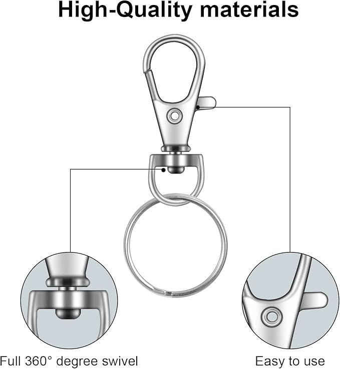 120PCS Premium Swivel Lanyard Snap Hook with Key Rings, Metal Keychain Hooks for Jewelry Making, Crafts (Bronze)