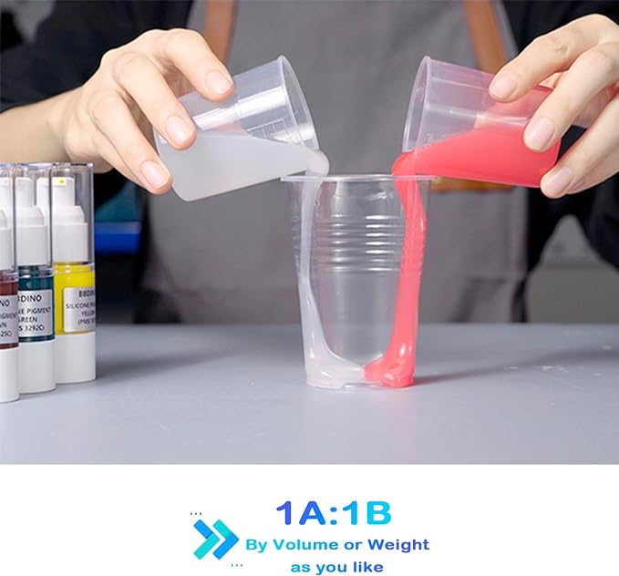 BBDINO Silicone Mold Making Kit 20A Silicone for Mold Making, Silicone Mold Making Translucent 38.8 Oz, 1A:1B by Volume, Liquid Silicone for Molds Making of Resin, Soap, Wax, Clay, Concrete etc.