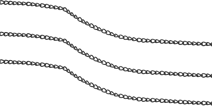 60 Feet Metal Iron Jewelry Chains 3mm Bulk Curb Necklace Chains for Jewelry Making (Black)