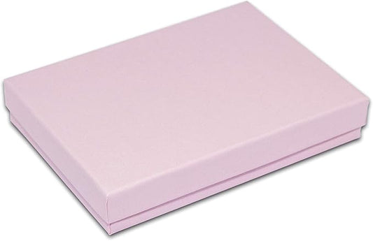 TheDisplayGuys - 100-Pack #53 Cotton Filled Cardboard Paper Jewelry Boxes Gift Case - Pastel Pink (5.4" x 3.9" x 1.0") - for Shipping or Storage