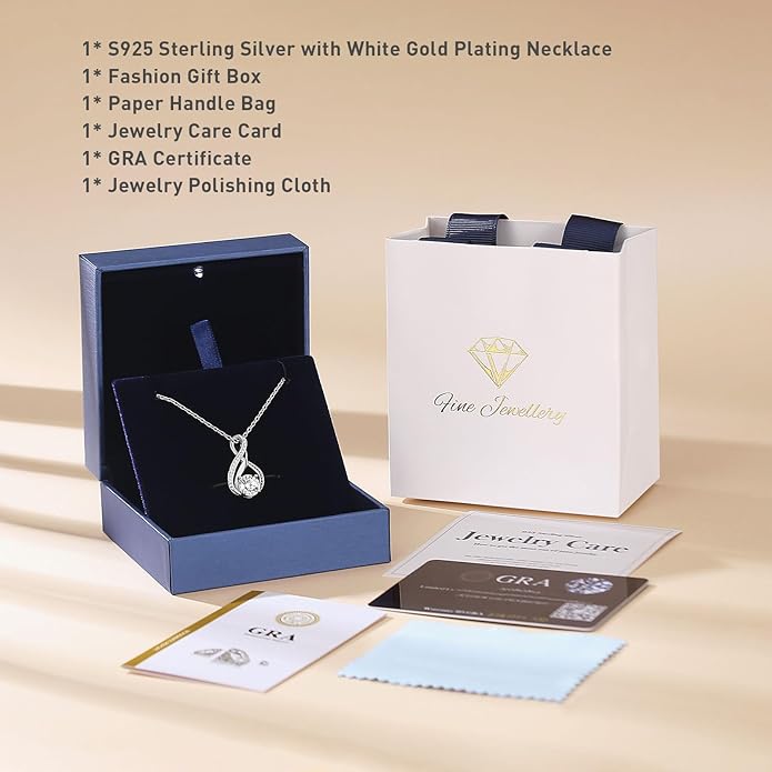 KRZ Anniversary Jewelry Gift for Wife, 925 Sterling Silver with Gold Plated Birthday Christmas Valentines Day Gift - Love Card Present for Wife Her Women Girlfriend