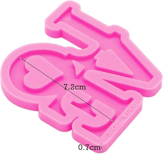 Shiny Love Heart Letter Mold Resin Keychain Molds Silicone Mold for Resin Casting Jewelry Making Silicone Molds Polymer Clay Mold Home Decoraion Mould