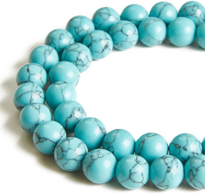 100pcs 6mm Blue Turquoise Beads Natural Gemstone Beads Round Loose Beads for Jewelry Making