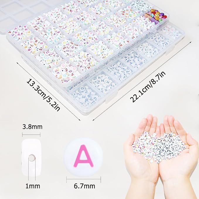YMSDZHL 2Box 2500Pcs+ Alphabet Letter Beads, 4x7 mm A-Z and Smile, Heart, Figure,Acrylic Beads, Beads for Jewelry Making, Beads for Bracelet Making Kits Beads