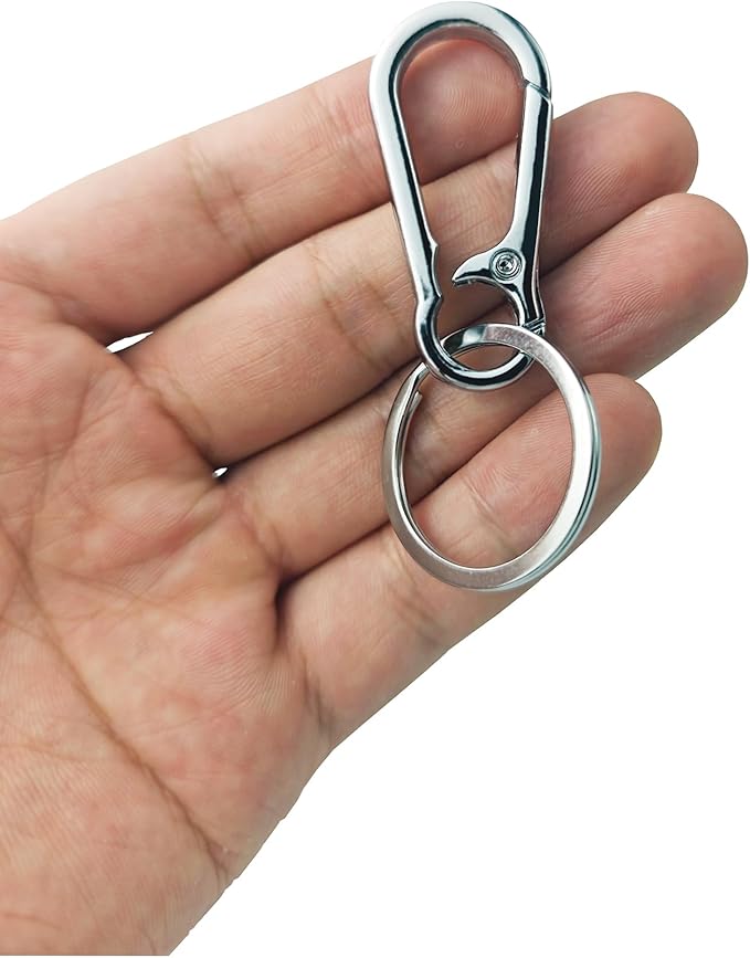 Keychain Clip Bulk with Key Ring, Heavy Duty Key Chain Holder with Stainless Steel Ring, Durable Metal Keychains