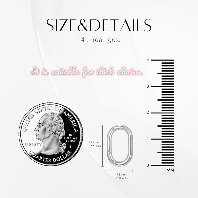 14K Gold Jewelry Clasp Necklace Extender Clasp Bracelet Extension Connector for DIY Necklace Bracelet Anklet Jewelry Making (Style 3-White)