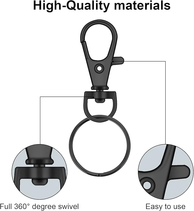 120PCS Premium Swivel Lanyard Snap Hook with Key Rings, Metal Keychain Hooks for Jewelry Making, Crafts (Multicolor)