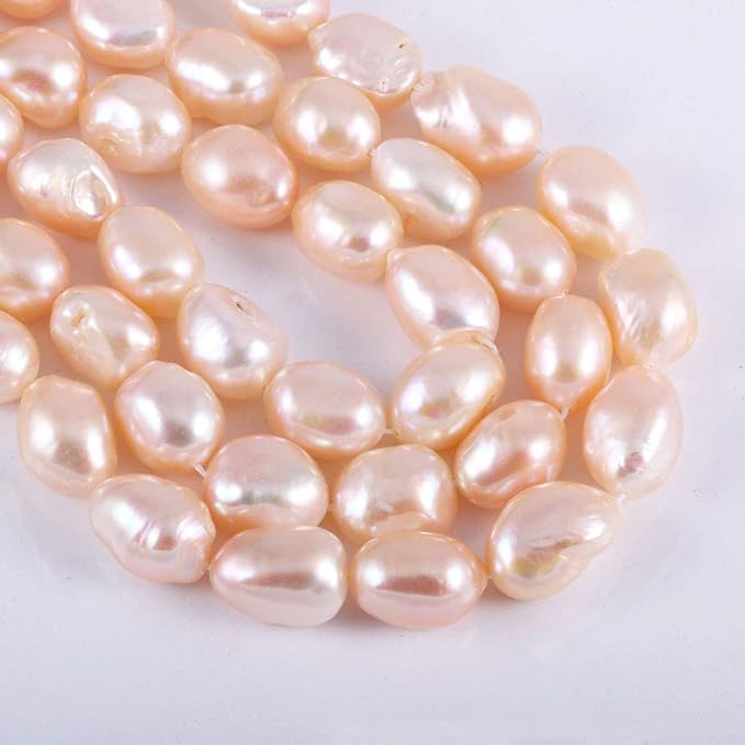 Natural Pearl Freshwater Cultured Pearl Beads for Jewelry Making Punch Loose Beads Handmake DIY for Jewelry Making DIY Women Necklace Bracelet 9-10 mm Color Pink 14 inches
