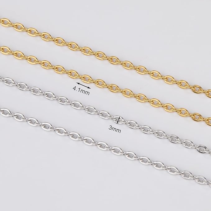 SMYHTGLIF 32.8 Feet Stainless Steel Chain for Jewelry Making 2 Rolls Gold and Silver Jewelry Making Chains Craft Chain Roll Oval Cable Bulk Chain Jewelry Supplies
