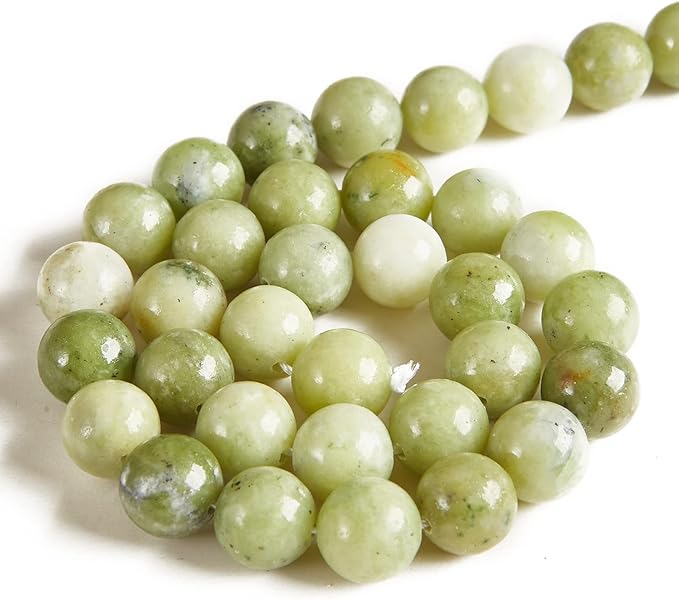 100pcs 10mm Chinese Jade Beads Natural Gemstone Beads Round Loose Beads for Jewelry Making