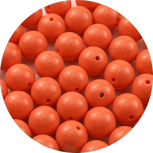 YUEXIGO 40pcs Acrylic Round Beads for Crafts 16mm Resin Candy Color Spacer Beads with Hole for Jewelry Making Sewing Crafts Decoration Necklaces Bracelets Earrings Supplies(Orange)