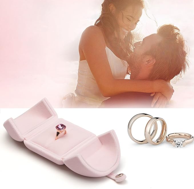 Oirlv Pink Velvet Ring Box for Proposal,Engagement,Wedding Cute Ring Gift Case