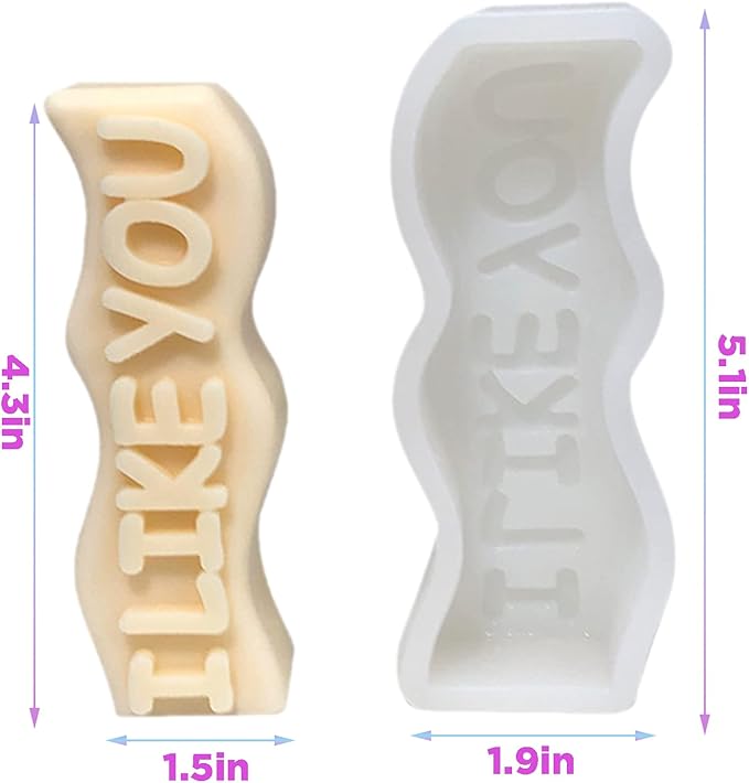 TOPYS Wave Alphabet Letter Pillar Silicone Candle Molds, DIY Casting Epoxy Letter Molds for Clay Resin Pendant Plaster Carving Making Aromatherapy White Elephant Gifts (i Like You)