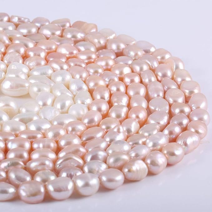 Natural Pearl Freshwater Cultured Pearls Beads for Jewelry Making Punch Loose Beads Handmake DIY for Jewelry Making DIY Women Necklace Bracelet 7-8 mm Color White 14 inches
