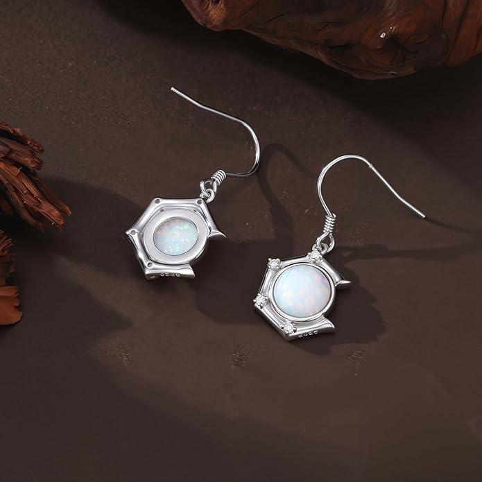 Opal Earrings for Women Opal with Genuine Diamond Dangle Drops Earrings 925 Sterling Silver Diamond Jewelry Earrings Gifts For Her