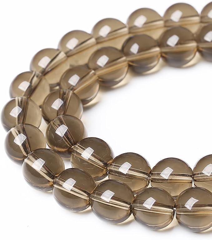 36PCS 10mm Smoky Crystal Quartz Glass Beads Natural Stone Round Loose Beads for Jewelry Making DIY Bracelet Necklace 15 Inch,Energy Stone Healing Power (10mm, Smoky Quartz Glass)
