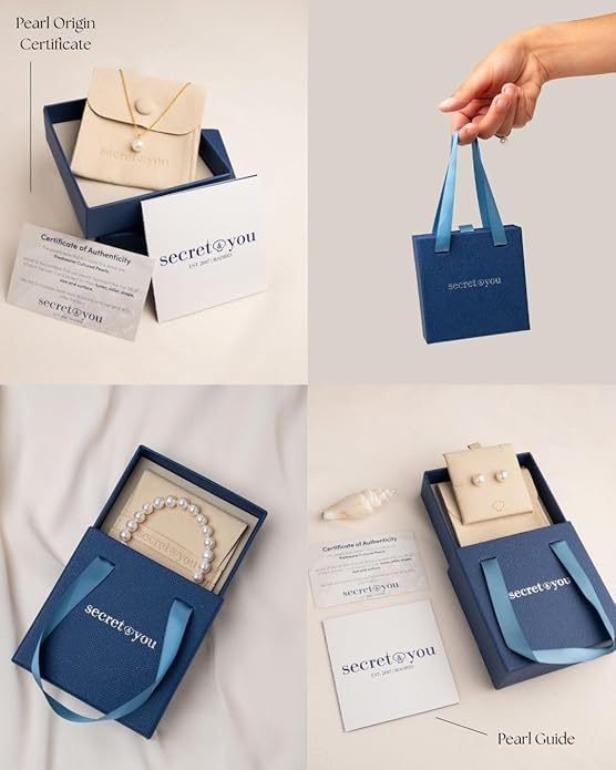 Woman Pearl Earrings Freshwater Cultured Keshi Pearls in White and Gray by SECRET & YOU | Sterling Silver 925 | Available in 10 sizes from 7-8 mm to 15-16 mm