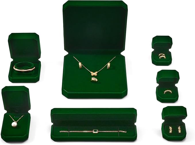 Green Velvet Interior Jewelry Necklace Gift Box Green Long Chain Necklace Box