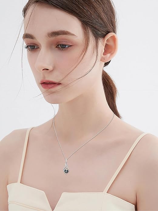 Tahitian Black Pearl AAAA 18K Gold Plated Sterling Silver Pendant Necklace for Women Wife Mom Girlfriend Valentine Her Jewelry Gift for Anniversary Birthday Christmas