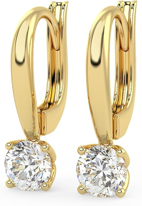 1/2 to 4 Carat Round Lab Grown Diamond Dangle Drop Earrings for Women I 14k Gold Earrings (G-H, VS1-VS2, 0.5 to 4 cttw) 4-Prong Set Brilliant Cut Diamond Leverback by Carbon Atelier