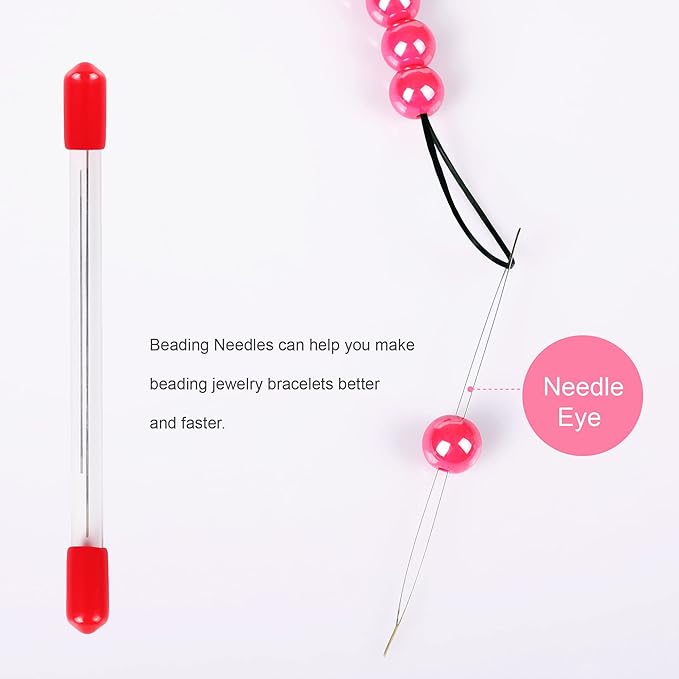 Stretchy String for Bracelets, BFANGZ Elastic String Jewelry Bead Cord with 2Pcs Beaded Needles and A Scissors for Seed Beads, Pony Beads, Bracelets and Jewelry Making (120M Black White)