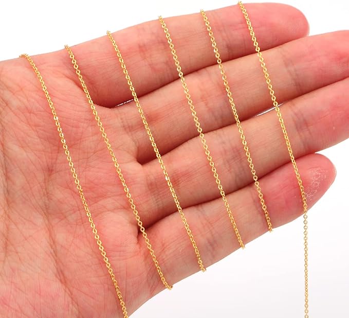 BEADIA 18K Gold Plated O Chains 1.0mm 2 Meters for Jewelry Making Findings
