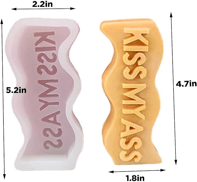 TOPYS Wave Alphabet Letter Pillar Silicone Candle Molds, DIY Casting Epoxy Letter Molds for Clay Resin Pendant Plaster Carving Making Aromatherapy White Elephant Gifts (KISS My Ass)