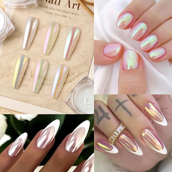 22Jars Chrome Nail Powder Set, Holographic Metallic Mirror Effect Pigment Iridescent Aurora Pearl Dust Kit with Shiny Gold & Silver Glitter Foils Flakes for Manicure Decor, DIY Resin Craft