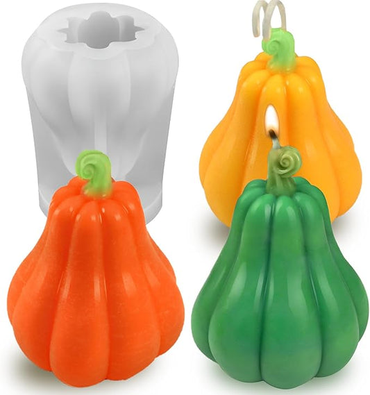 ZQYSING Pumpkin Candle Mold, Thanksgiving Pumpkin Silicone Molds for Candles Wax Soap Plaster Clay Epoxy Resin Casting, Fall Theme Silicone Mold for Halloween Home Decor 04