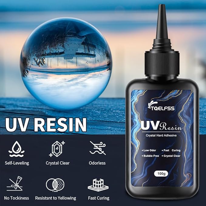 300g UV Resin,Crystal Clear,Hard UV Curing epoxy Resin, Upgraded Formula,odorless,Solar Activated Glue kit,Clear,UV Fast Curing,for Craft Decoration (100 g*3)