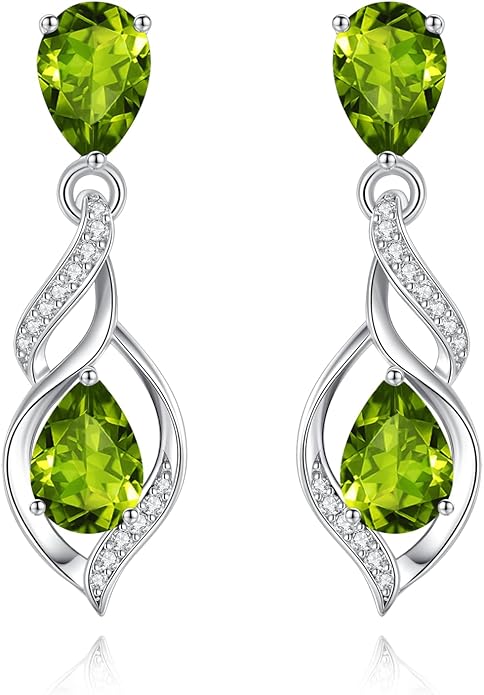 FANCIME Gift for Women Birthstone Earrings for Her Teardrop Birthstone Earrings S925 Sterling Silver infinity Love Birthday Gifts for Mom Women