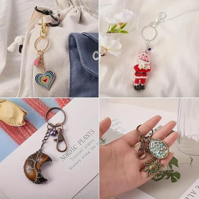 100 Pcs Swivel Snap Hook and Key Rings with Chain and Jump Rings for Keychain Lanyard DIY Jewelry Crafts Accessories(50 Lanyard Snap Hooks+50 Key Ring with Chains) (Rose Gold)