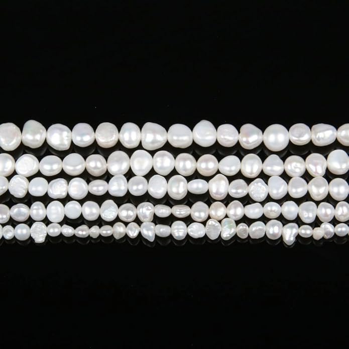 Natural Pearl, Natural Freshwater Cultured Pearls Beads Punch Loose Beads for DIY Jewelry Making Necklace Bracelet Women 14 Inches 2 Strands Pack
