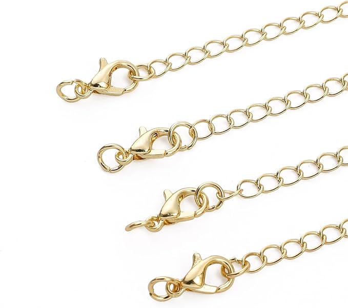BEADIA 14K Gold Plated Extender Chains 75mm 20pcs Star Extension Tail Chains for Jewelry Making Findings
