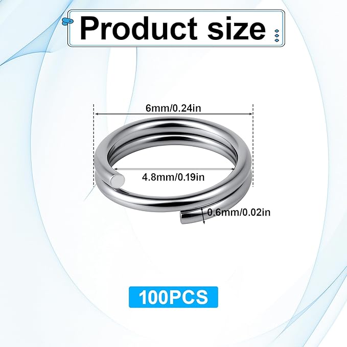 0.23 Inches Mini Jump Rings 100 Pack 6mm Split Key Rings Stainless Steel Small Split Ring for Jewelry Making with Double Loops Fit Necklaces Bracelets Earrings Crafts Ornaments DIY Arts- Silver