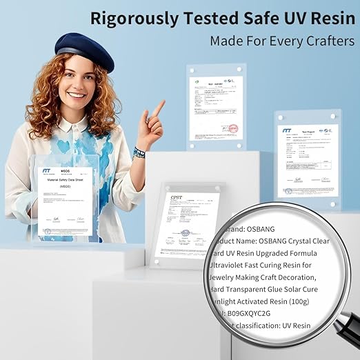 OSBANG Crystal Clear Hard UV Resin Upgraded Formula Ultraviolet Fast Curing for Jewelry Making Craft Decoration, Hard Transparent Glue Solar Cure Sunlight Activated Resin (1000g)