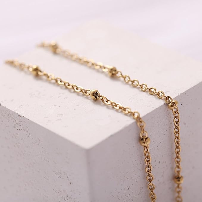 Kyutong 10M Gold Stainless Steel Jewelry Chain in Bulk Beaded Cable Link Chain Roll with Jump Rings and Lobster Clasps for DIY Jewelry Making Supplies