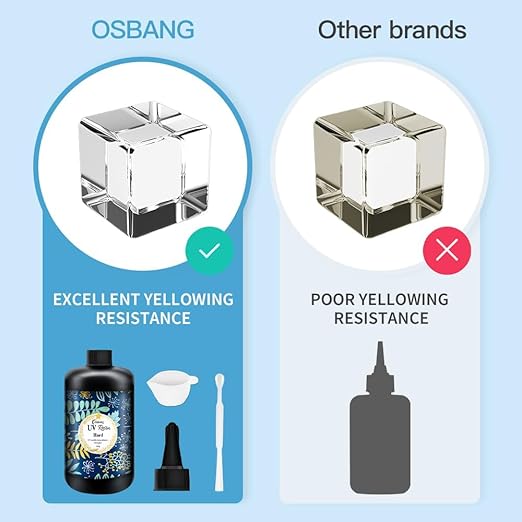 OSBANG Crystal Clear Hard UV Resin Upgraded Formula Ultraviolet Fast Curing for Jewelry Making Craft Decoration, Hard Transparent Glue Solar Cure Sunlight Activated Resin (500g)