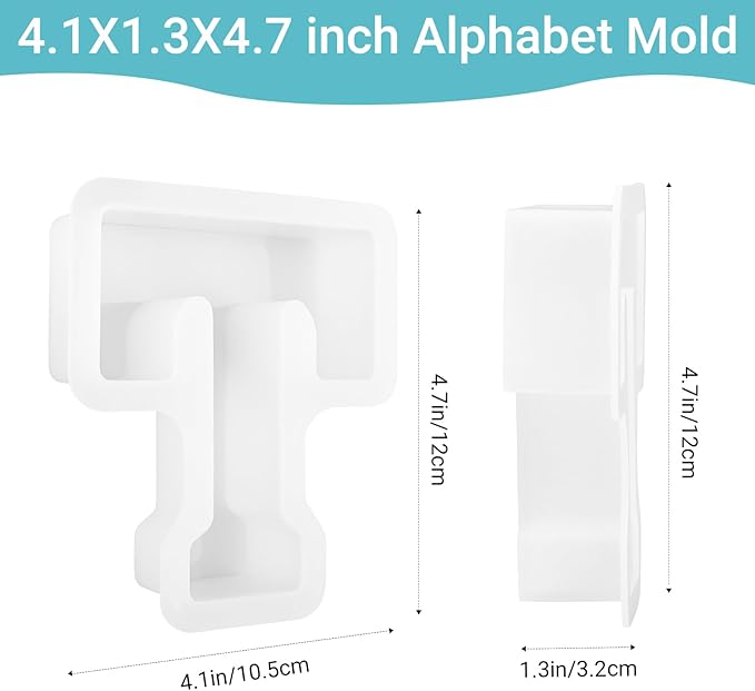 Gartful Resin Letter Molds for Casting, T Capital Alphabet Resin Silicone Molds for Epoxy, Thick 3D Silicone Letter Molds for Making Letters, Word Sign Art, DIY Crafts, Making Candle, Party Home Decor