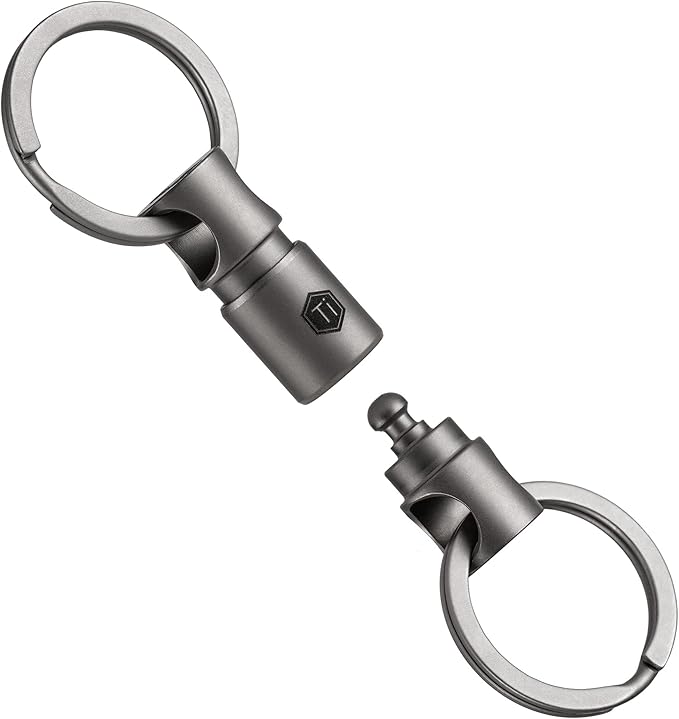 KeyUnity Detachable Key Ring Connector, Double-end Swivel Keychain Titanium Rotatable Key Organizer Linker for Carabine