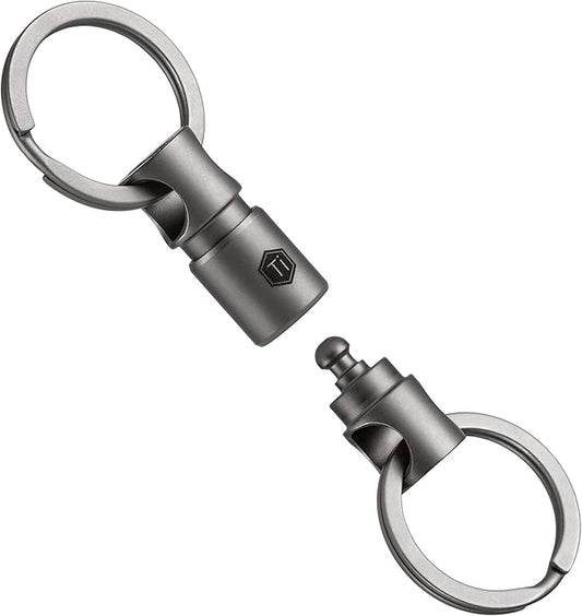 KeyUnity Detachable Key Ring Connector, Double-end Swivel Keychain Titanium Rotatable Key Organizer Linker for Carabine