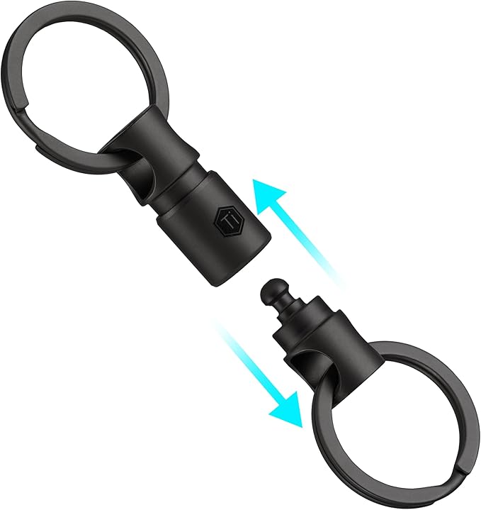 KeyUnity Detachable Key Ring Connector, Double-end Swivel Keychain Titanium Rotatable Key Organizer Linker for Carabine