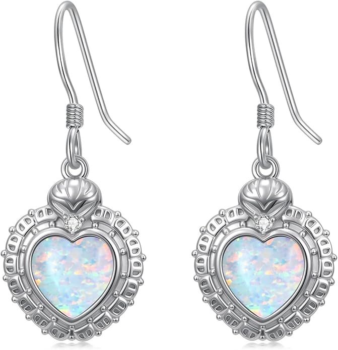Opal Earrings for Women Opal with Genuine Diamond Dangle Drops Earrings 925 Sterling Silver Diamond Jewelry Earrings Gifts For Her