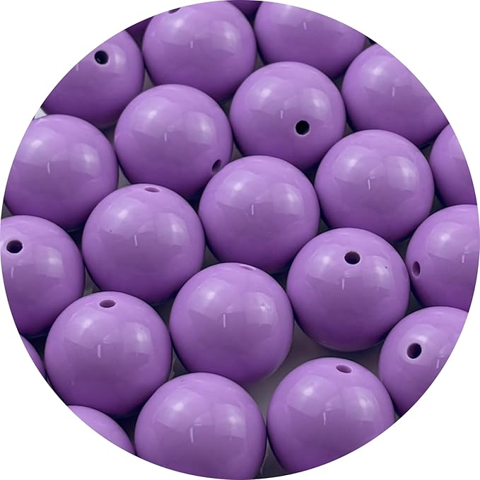 YUEXIGO 40pcs Acrylic Round Beads for Crafts 20mm Resin Candy Color Spacer Beads with Hole for Jewelry Making Sewing Crafts Decoration Necklaces Bracelets Earrings Supplies(Light Purple)