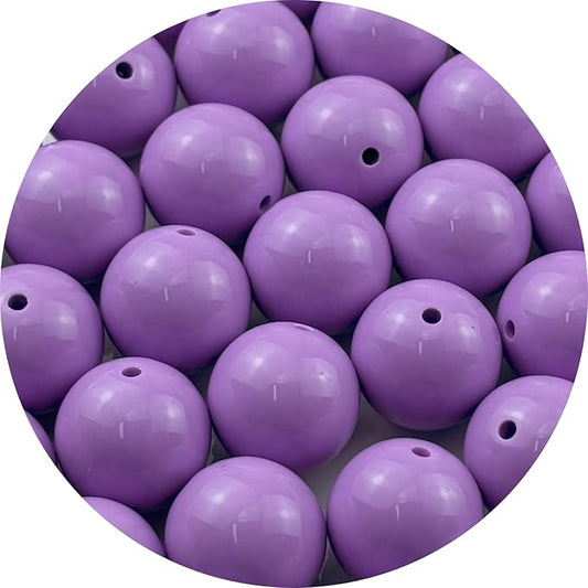 YUEXIGO 40pcs Acrylic Round Beads for Crafts 20mm Resin Candy Color Spacer Beads with Hole for Jewelry Making Sewing Crafts Decoration Necklaces Bracelets Earrings Supplies(Light Purple)