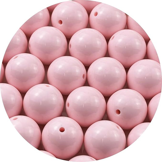 YUEXIGO 40pcs Acrylic Round Beads for Crafts 20mm Resin Candy Color Spacer Beads with Hole for Jewelry Making Sewing Crafts Decoration Necklaces Bracelets Earrings Supplies(Light Pink)